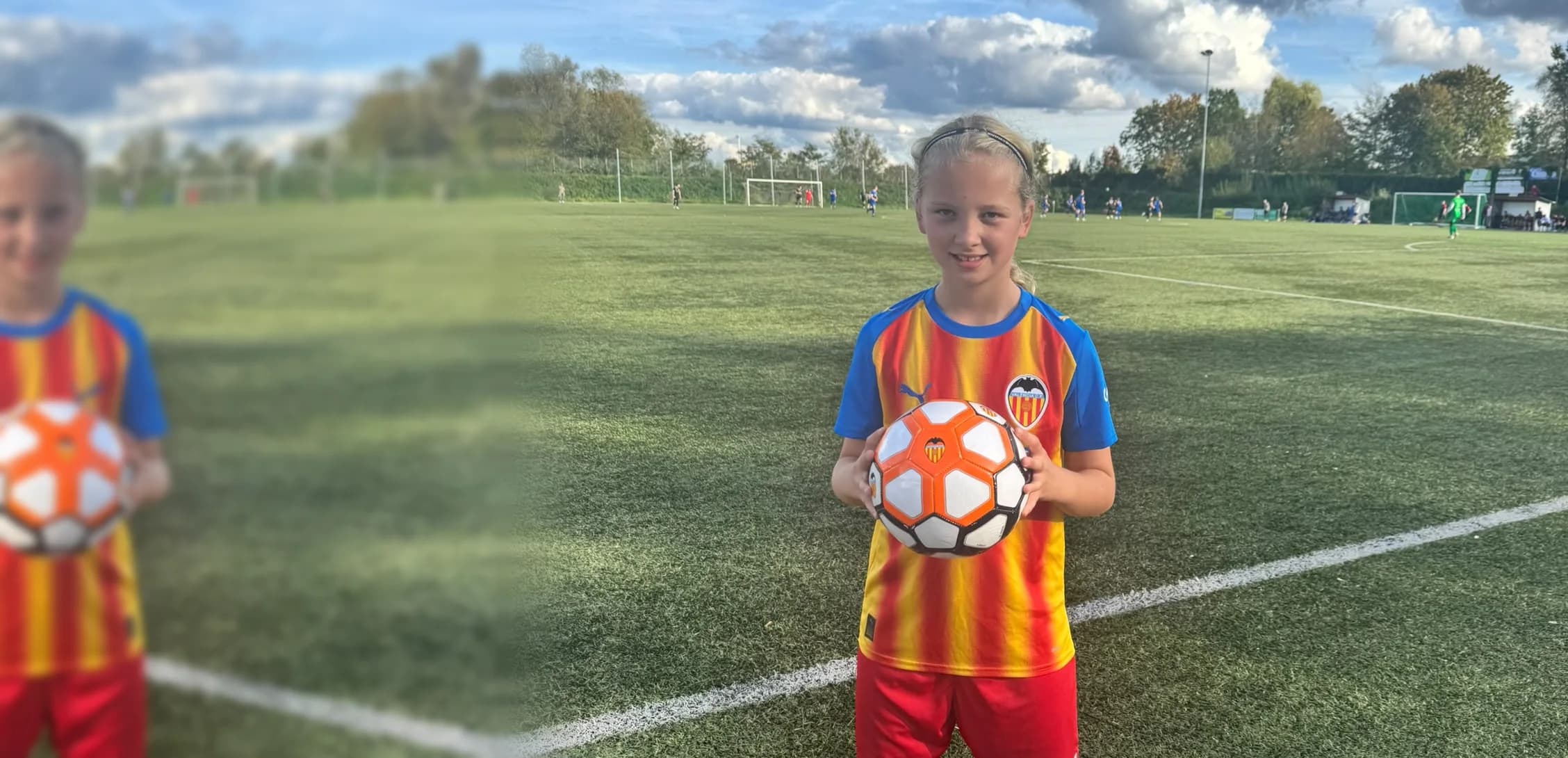 Junge Spielerin mit Ball auf der Anlage des SV Weser Leteln